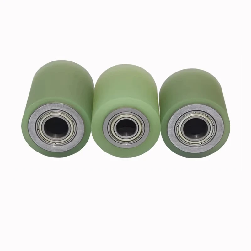 1pc Non Powered Roller 50mm Polyurethane Rubber Wheel Rubber Roller Drum Double Bearing Wear-Resistant