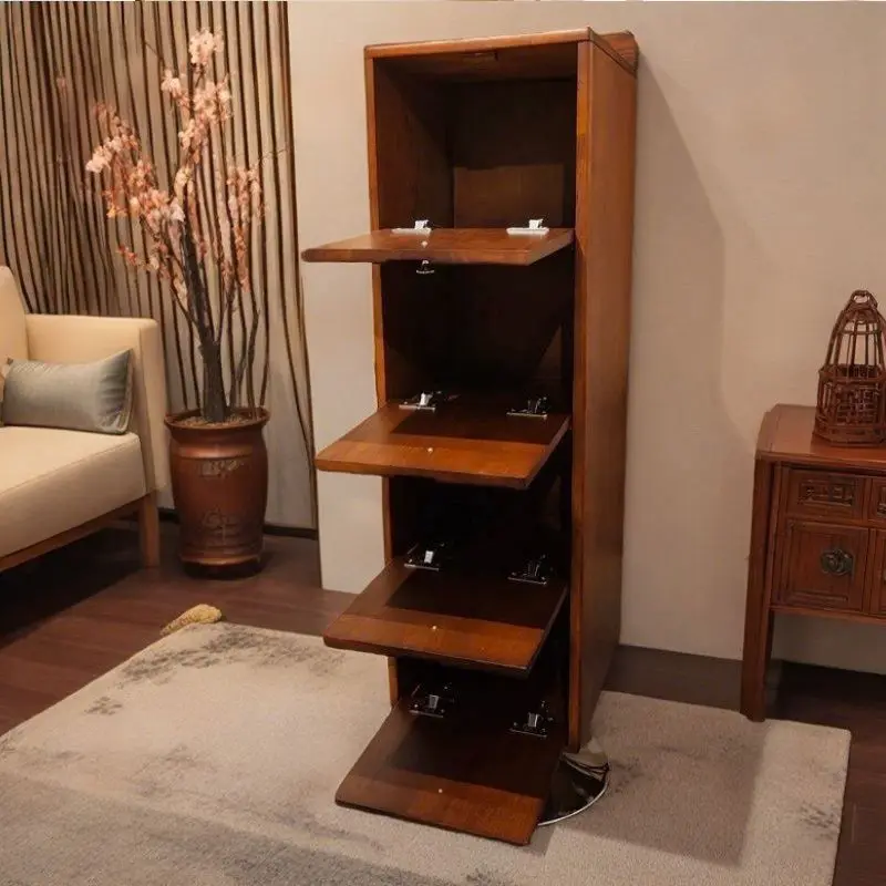 Simple storage chest of drawers, bedroom, living room, solid wood entrance, retro home locker view 5