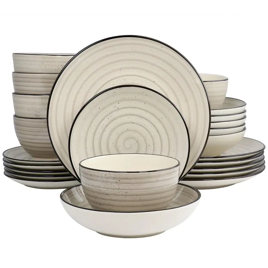 

Gia 24 Piece Stoneware Dinnerware Set Cream