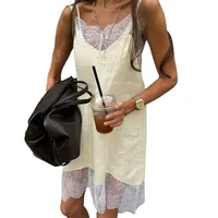 Bornlandies 2026 New Summer Casual Lace Patchwork Camisole Skirt Cotton Loose Light Yellow Sleeveless Dress - Image 5