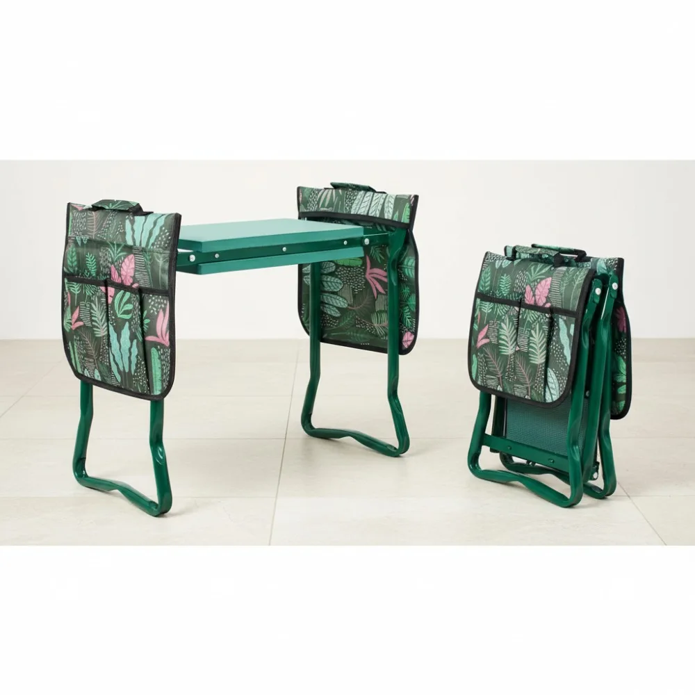 

Heavy Duty Foldable Garden Kneeler Seat Stool with 2 Tool Bags & Soft Pad for Gardening Lovers