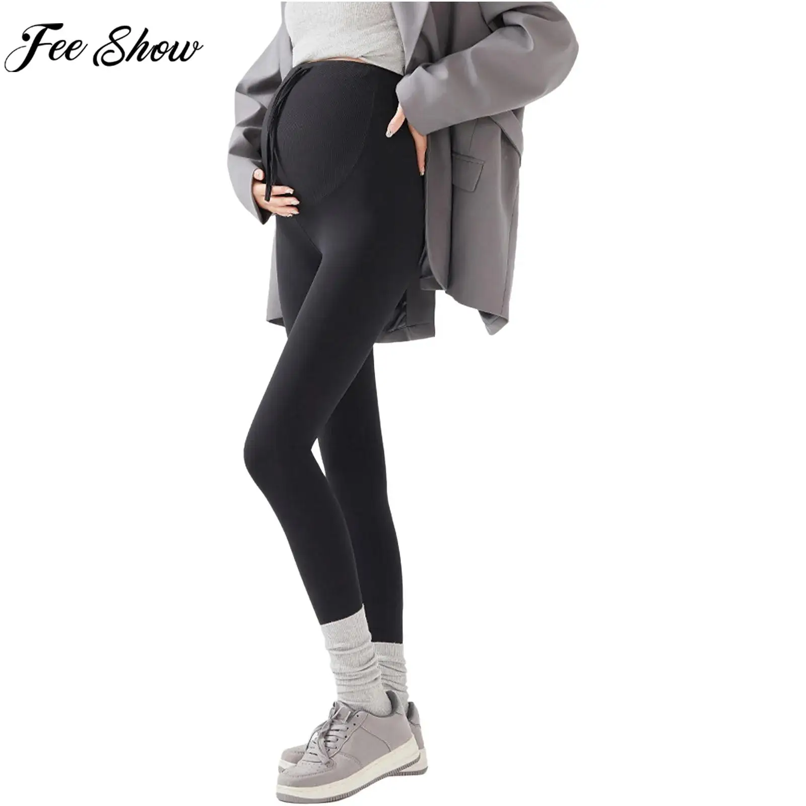 

Женские флисовые леггинсы для беременных с высокой талией, мягкие брюки для беременных, подходят для тренировок, йоги, спорта и фитнеса.