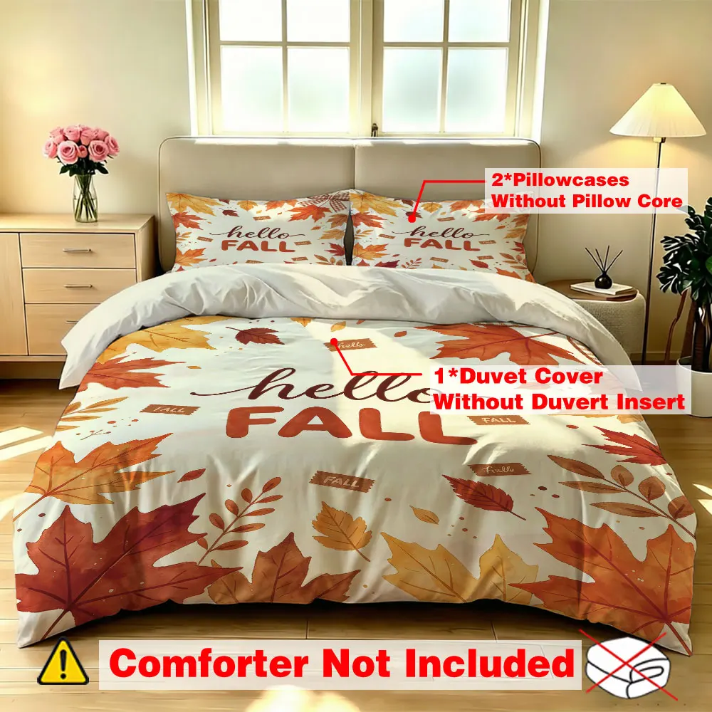 3pcs 90g polyester Hello FALL watercolor maple leaf pattern decorative paintings soft comfortable home decoration