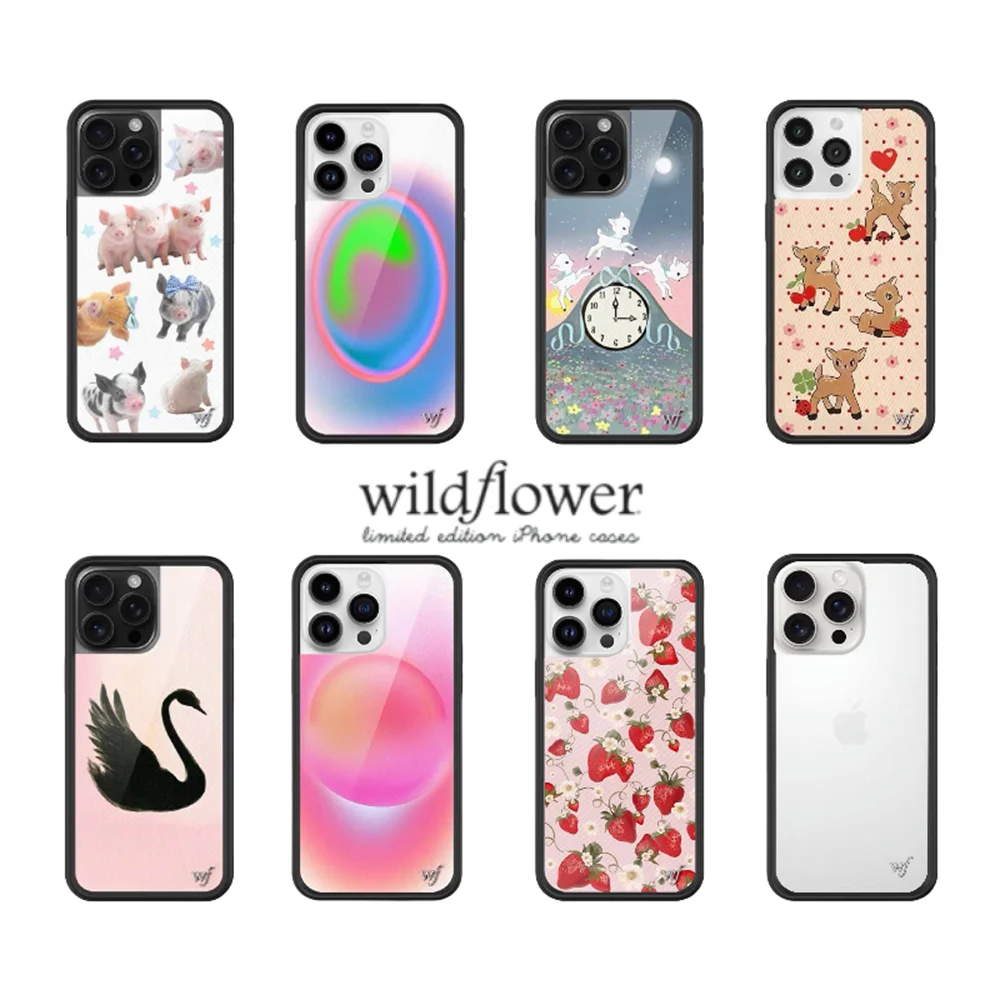 Чехол для телефона Wildflower Ins с клубничным ягненком для iPhone 12 13 14 15 16 Plus 17 Pro Max, 3D WF, милый прозрачный чехол с ягненком и эффектом северного сияния