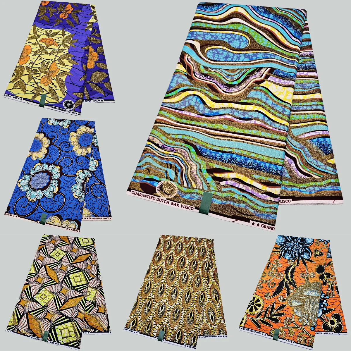 Tela de algodón encerado de estilo africano con estampado de 5 patrones para costura DIY, pantalones Batik de verano y primavera, cojín para ropa, sofá, 6 yardas, R2200