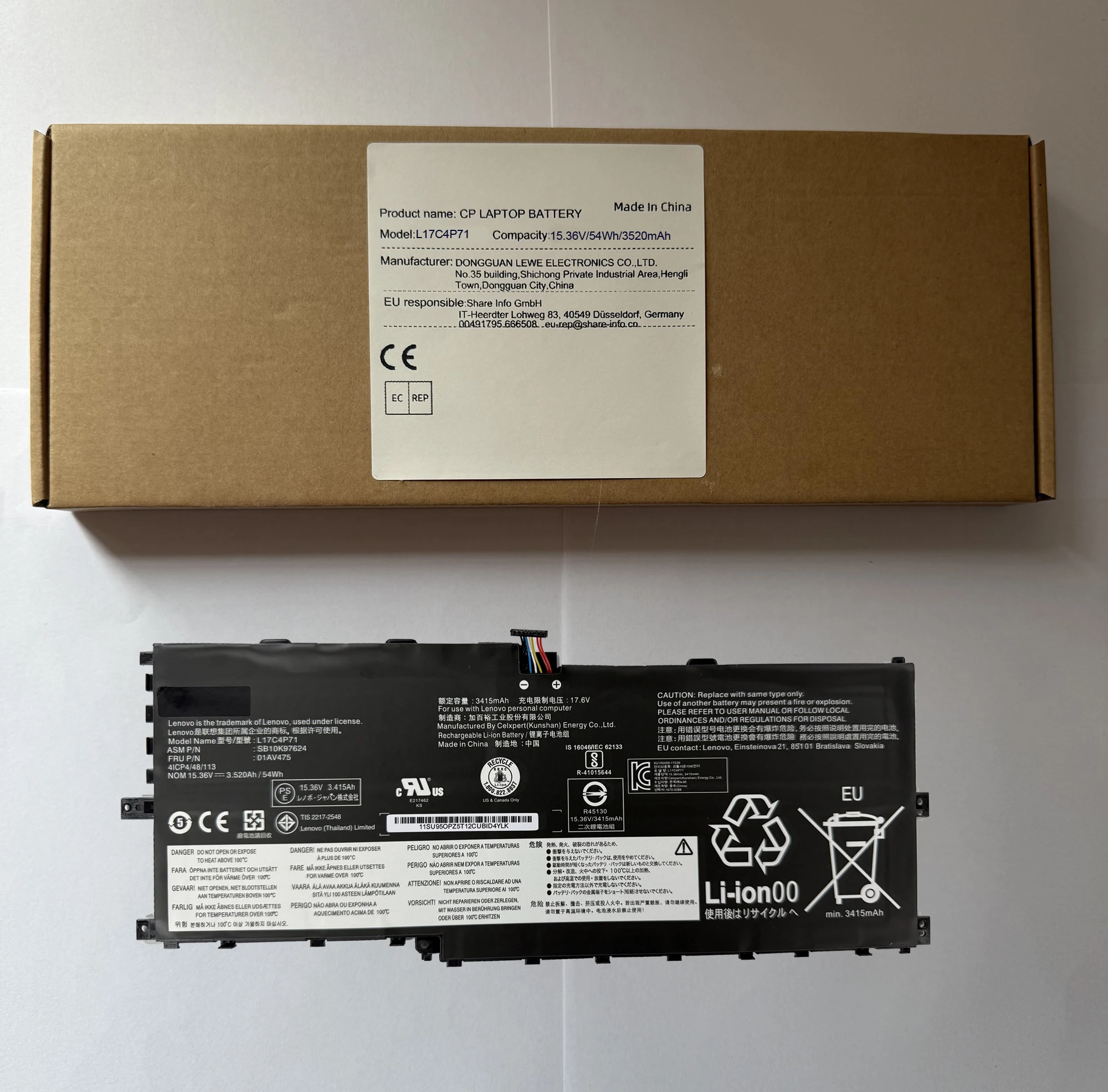

Аккумулятор для ноутбука L17M4P71 L17C4P71 L17M4P73 01AV474 01AV475 для ThinkPad X1 Yoga 3-го поколения 2018, серия TP00076D 15,36 В/54 Втч