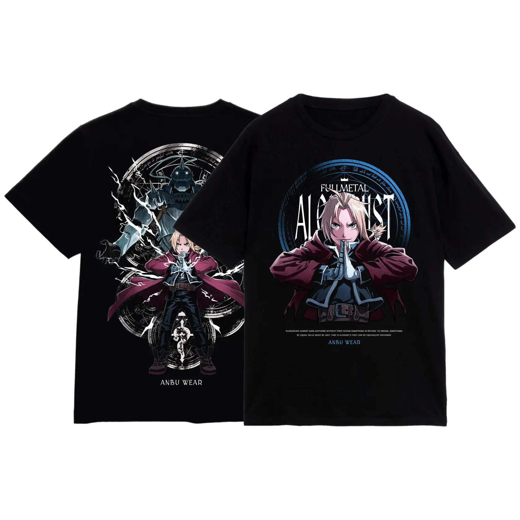 

Fullmetal Alchemist T-Shirt Oversized Y2k Brotherhood Alphonse Elric Black Shirt Tee Graphic T Shirts Top Female Male Clothing