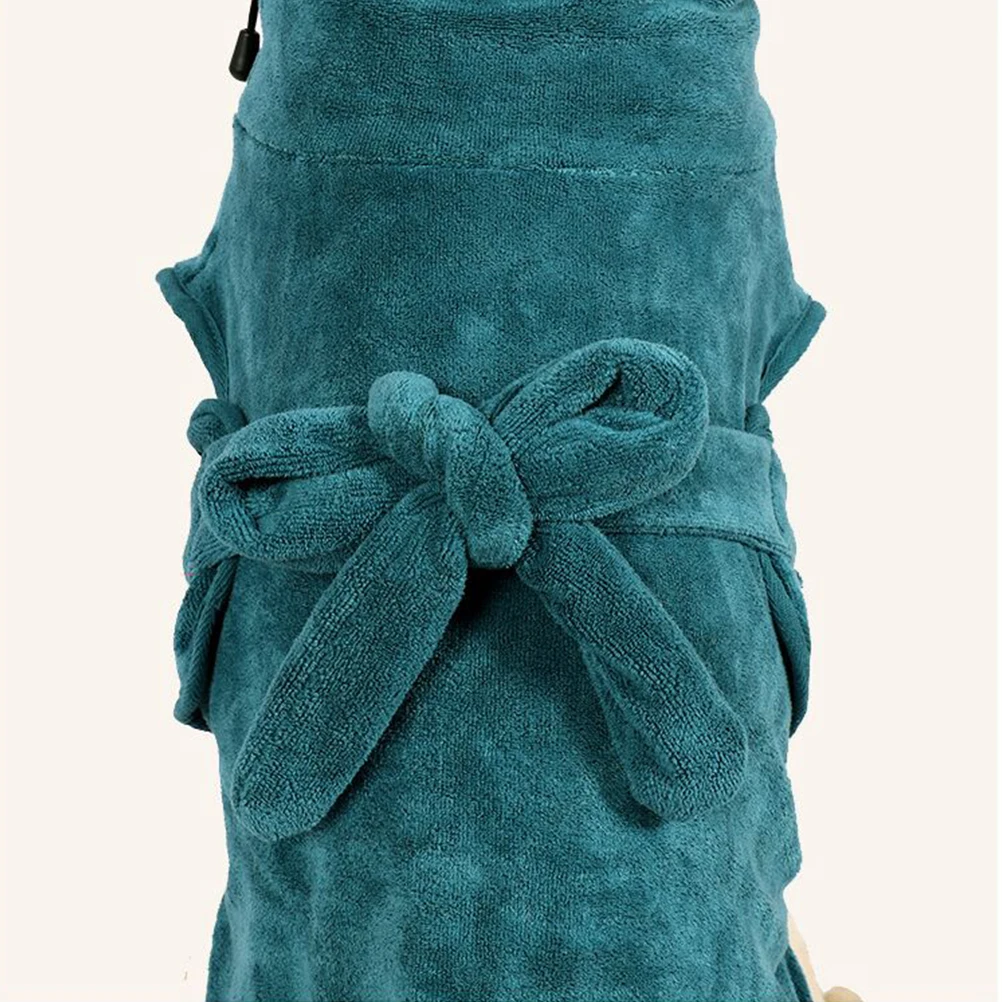 

Stylish Ultra Soft Pet Bathrobe For Dog Puppy Quick Drying Warm Robe Waist Belt Adjustable Size S Autumn Winter Use Easy Clean