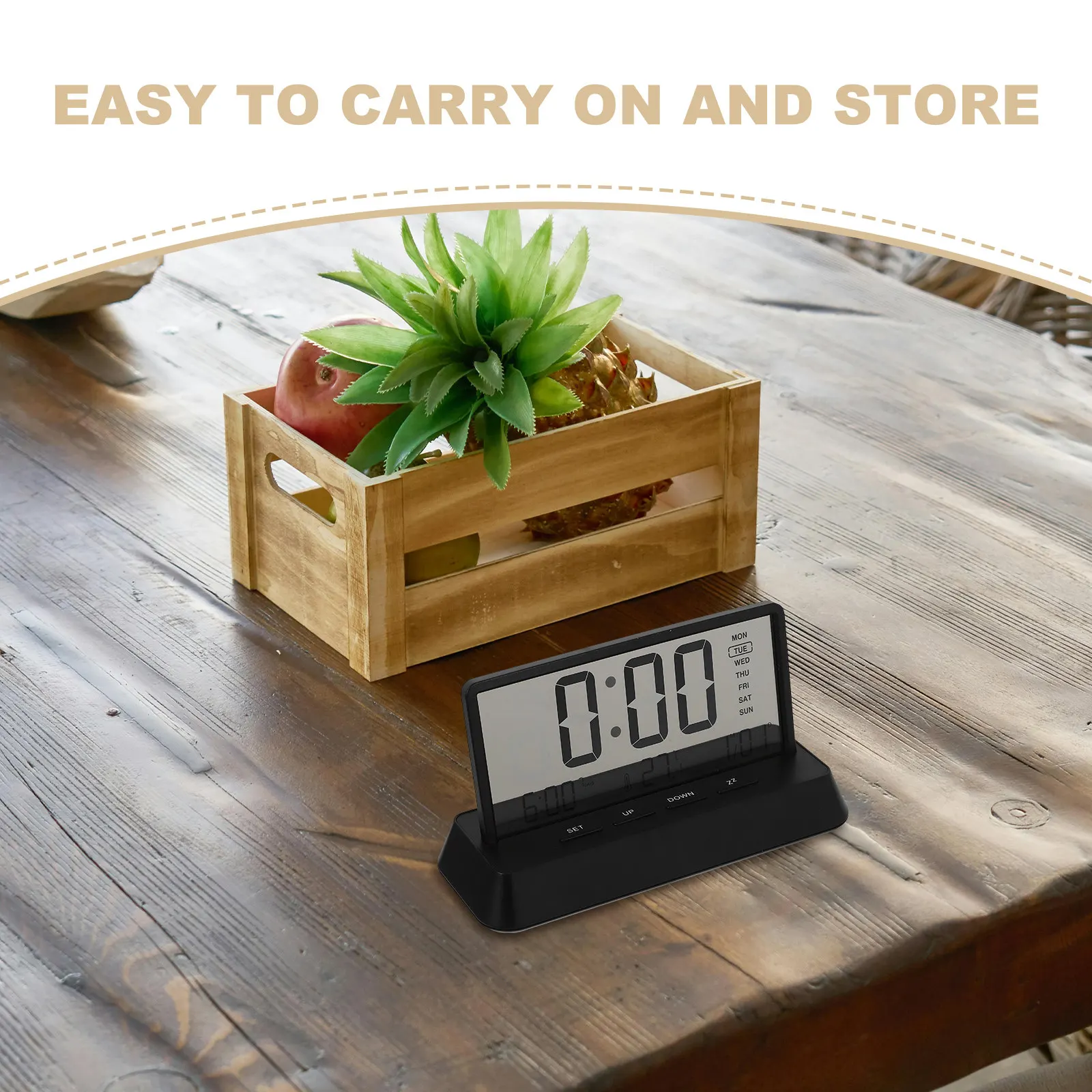 Digital Alarm Clock Compact Lightweight Portable Small Desk Bedside Table Clock for Bedroom Living Room Kitchen Office Study