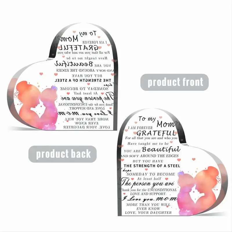 Acrylic Heart Keepsake, Sisterhood Table Decor, Ideal Gifts for Step Mom from Daughter, Remembrance for Family Gathering