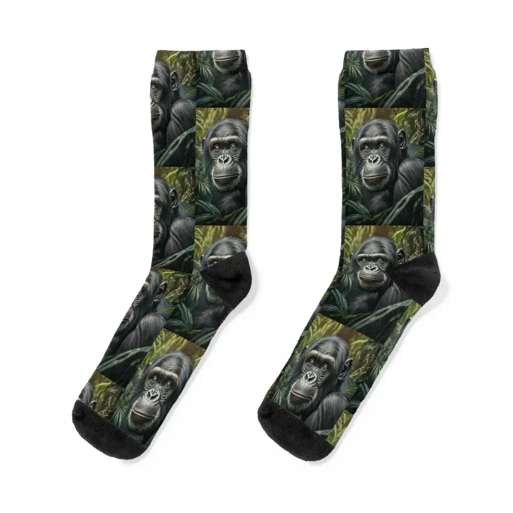 

Bonobo Ape Wild Ape in Jungle Socks Stockings japanese fashion winter winter gifts Socks For Man Women's