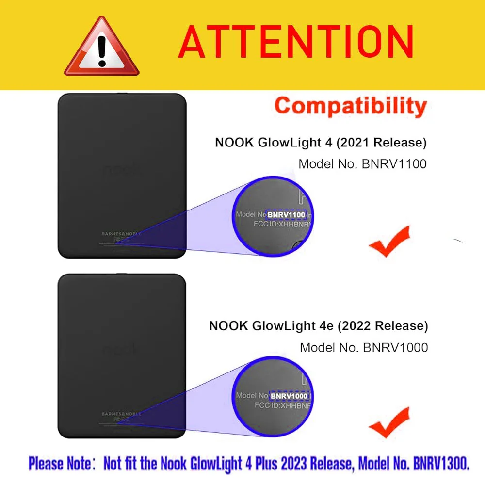 Case for Nook GlowLight 4/4e (2021/2022)Model: BNRV1100/BNRV1000 e-book protective case, PU Leather protective cover