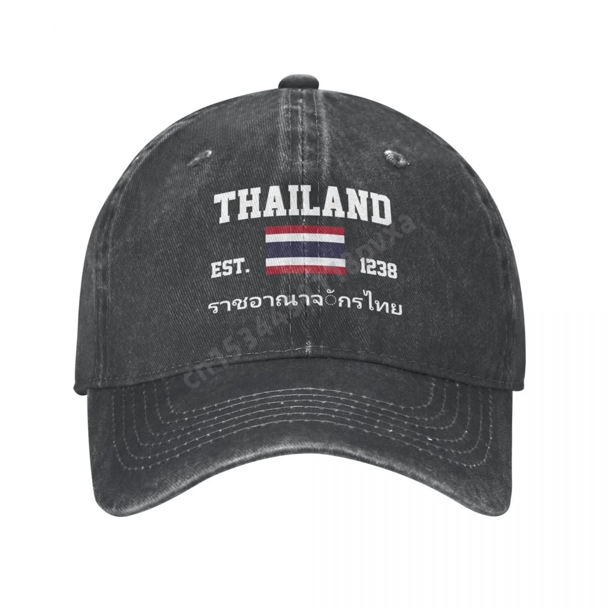 Unisex Adult Thailand Thai Flag Charcoal Washed Denim Baseball Cap Men Classic Vintage Cotton Dad Trucker Hat