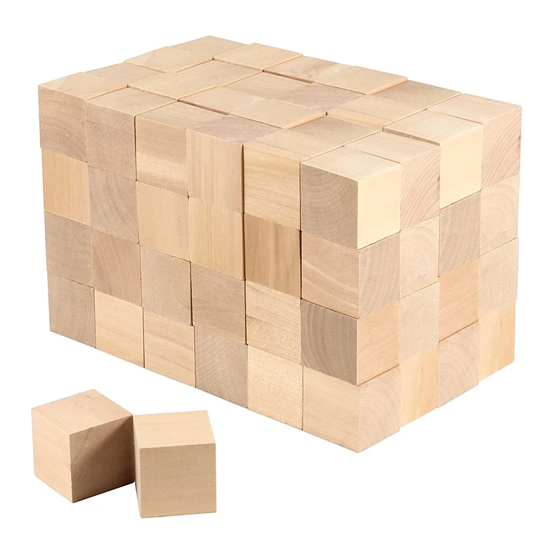 

24pcs 4cm Wooden Blocks for Crafts, Unfinished Wood Cubes Natural Blank Block for Art DIY Craft Puzzle Baby Shower