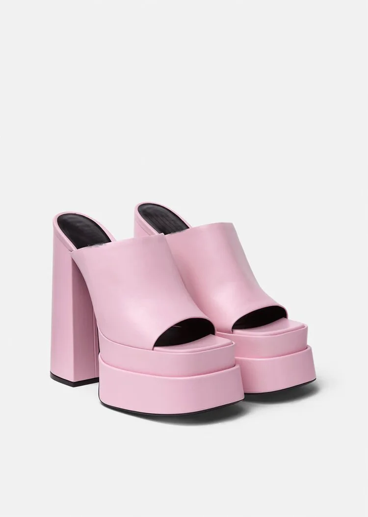 أحذية نسائية بكعب سميك 2025، صنادل صيفية، شباشب بخط واحد، شباشب رائعة، أحذية نسائية كبيرة الحجم #5