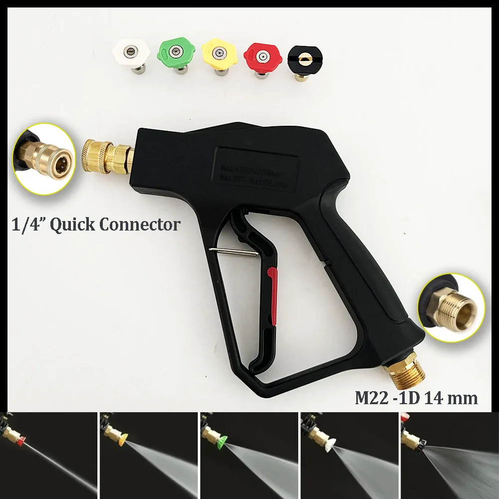 

High pressure cleaning gun, five color quick connect nozzle M22-14, 1/4 "automatic quick release snow foam gun, foam spray tank