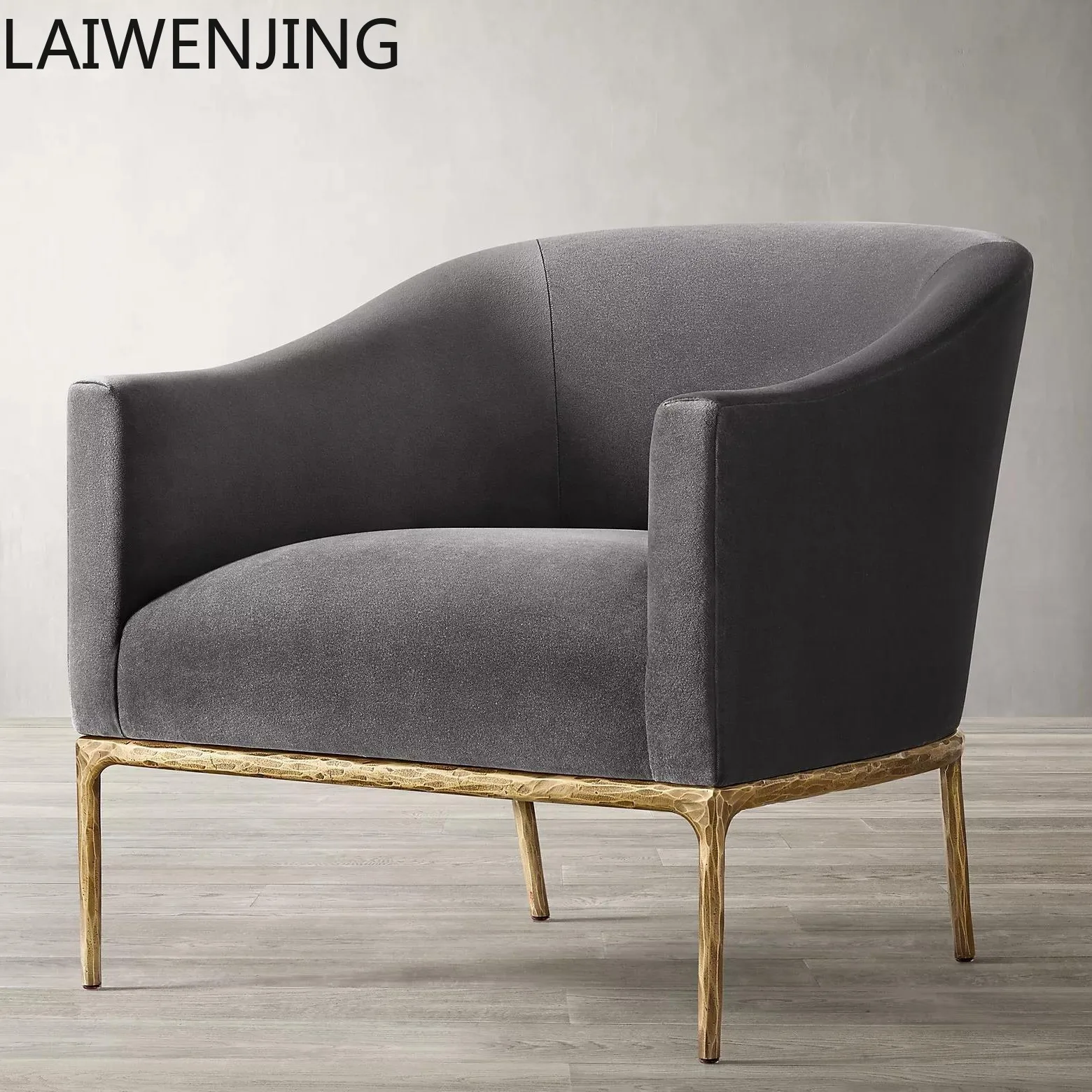 

MJY American living room first layer cowhide casual sofa chair Italian metal forged single chair