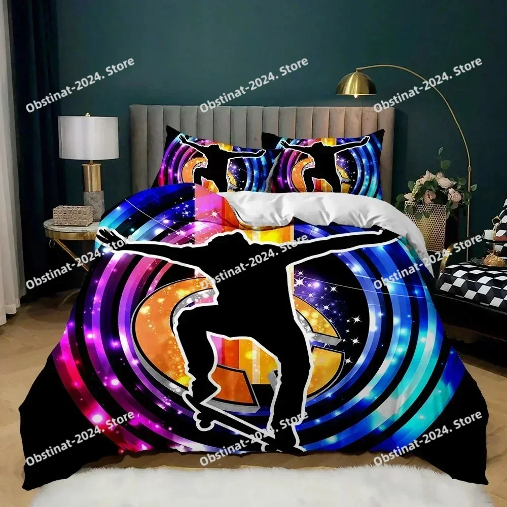 

2025 Skateboard Comforter Cover Boy Teens Hip Hop Style Bedding Set Colorful Rainbow Tie-Dye Decor Hippie Polyester Duvet Cover