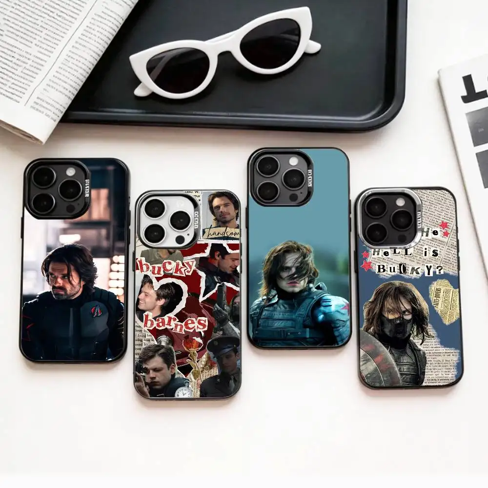 

B-Bucky Barne-Winter S-Soldier Phone Case For iPhone17,16,15,14,13,12,11 Plus,Pro Max Colored Silver Plated Inside Cover