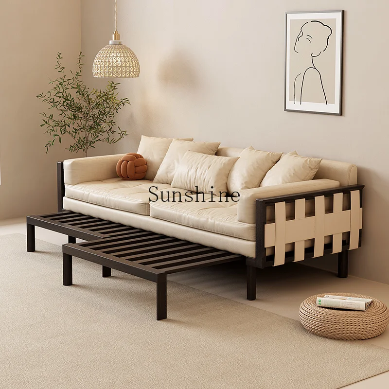 Nordic solid wood sofa bed folding dual-purpose modern home sitting sofa