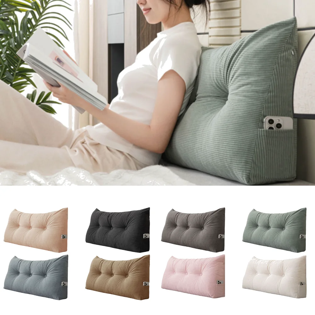 

Headboard Pillow Triangular Wedge Headboard Pillow with Side Pockets Positioning Support Reading Bolster Pillow for Bed Sofa