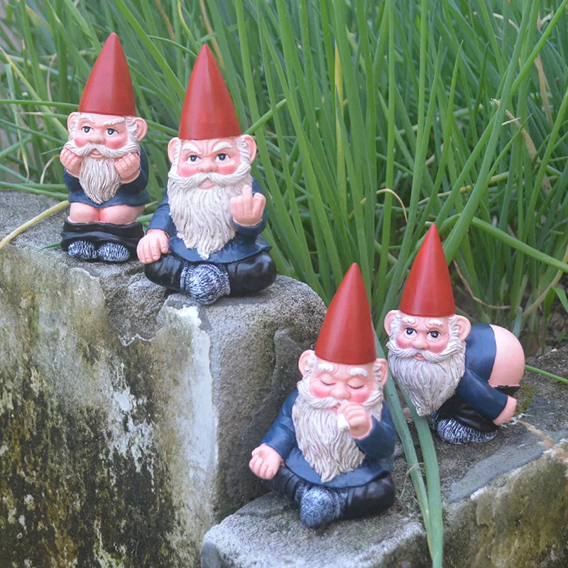 Cartoon Style Trend Mischievous Gnome Elf Home Decoration Statue Ornaments Resin Handicraft Ornaments