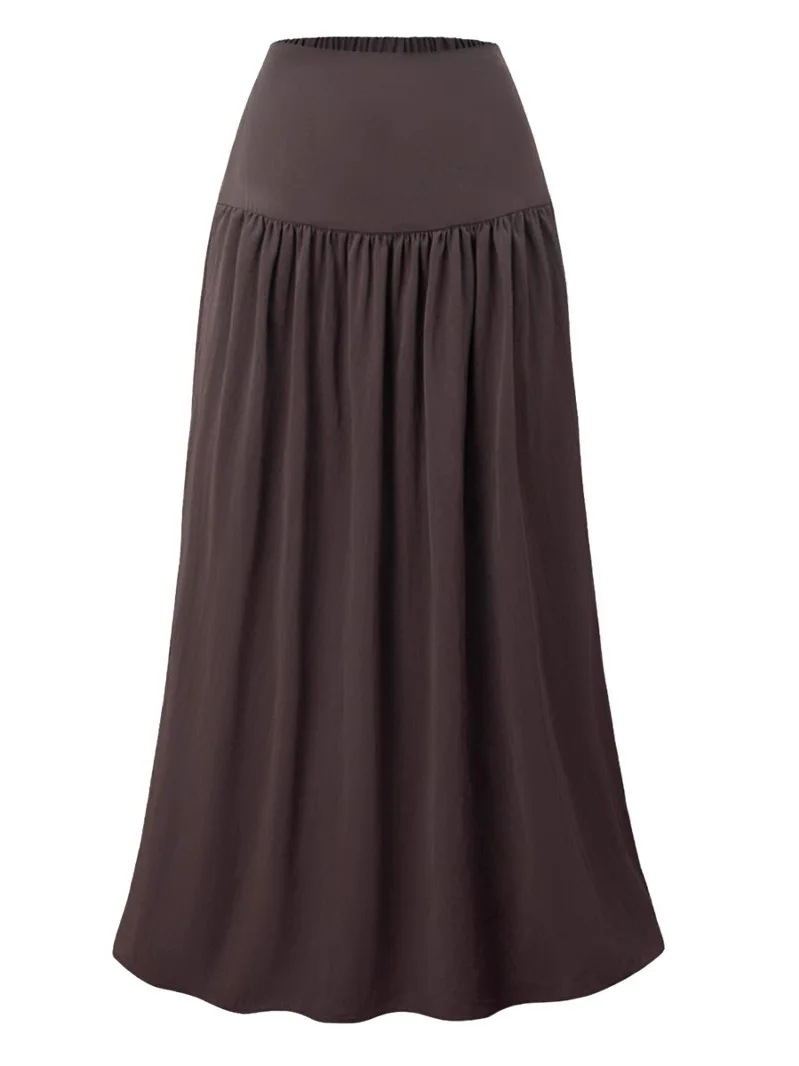 Lockerer Freizeitrock mit hoher Taille und Ket Street Sle, Polyesterstoff, A-Linie, langer Rock für junge Frauen, Sommersaison