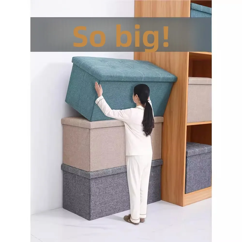 

Storage Otan Rectangular Sofa Footrest Multi-Functional Foldable Dormi Living Room Organizer Cotton Fabric Bench