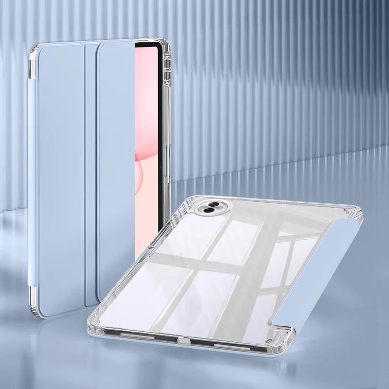

For Honor Pad 10 Case with Pen Holder Trifold PU Leather Acrylic Clear Back Hard Cover For Honor Pad 10 12.1 inch Tablet Case