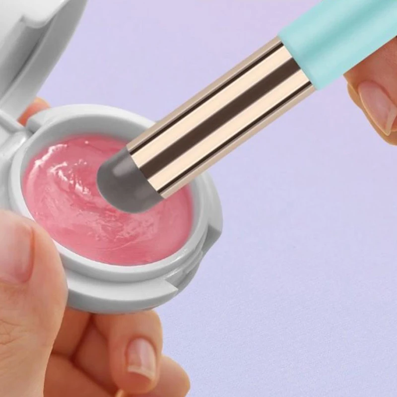 Angular Silicone Lip Brush, corretivo maquiagem ferramenta, cabeça redonda portátil, pontas dos dedos, Q Soft Batom, pontas dos dedos