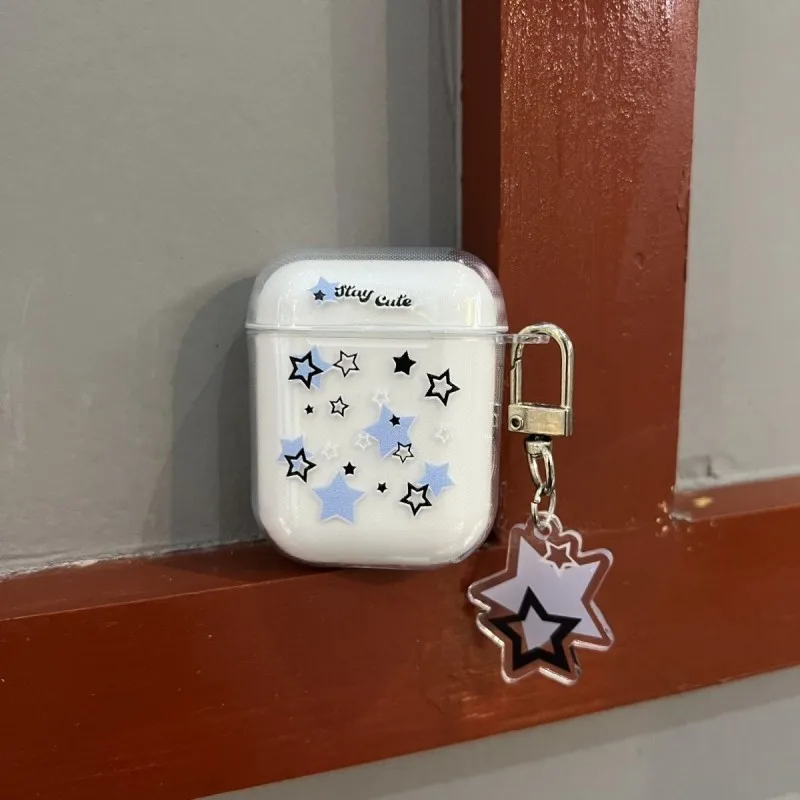 Custodia per auricolari a stella colorata di moda per AirPods Pro 2a custodia per AirPod 1 2 3 custodia protettiva in TPU morbido con portachiavi