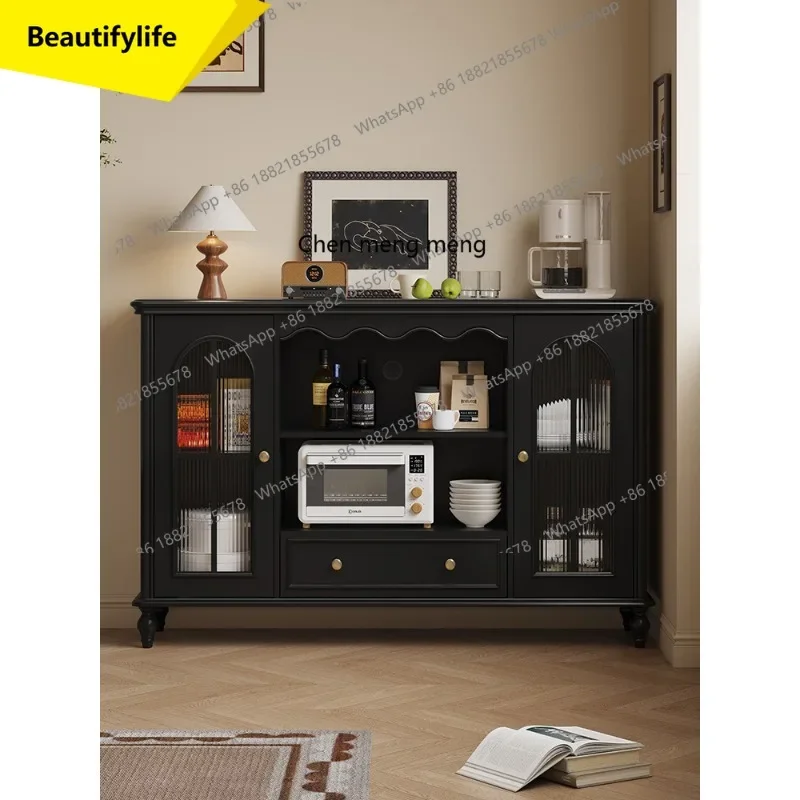 

Q181 French retro solid wood dining side cabinet against the wall medieval tea cabinet storage kitchen locker