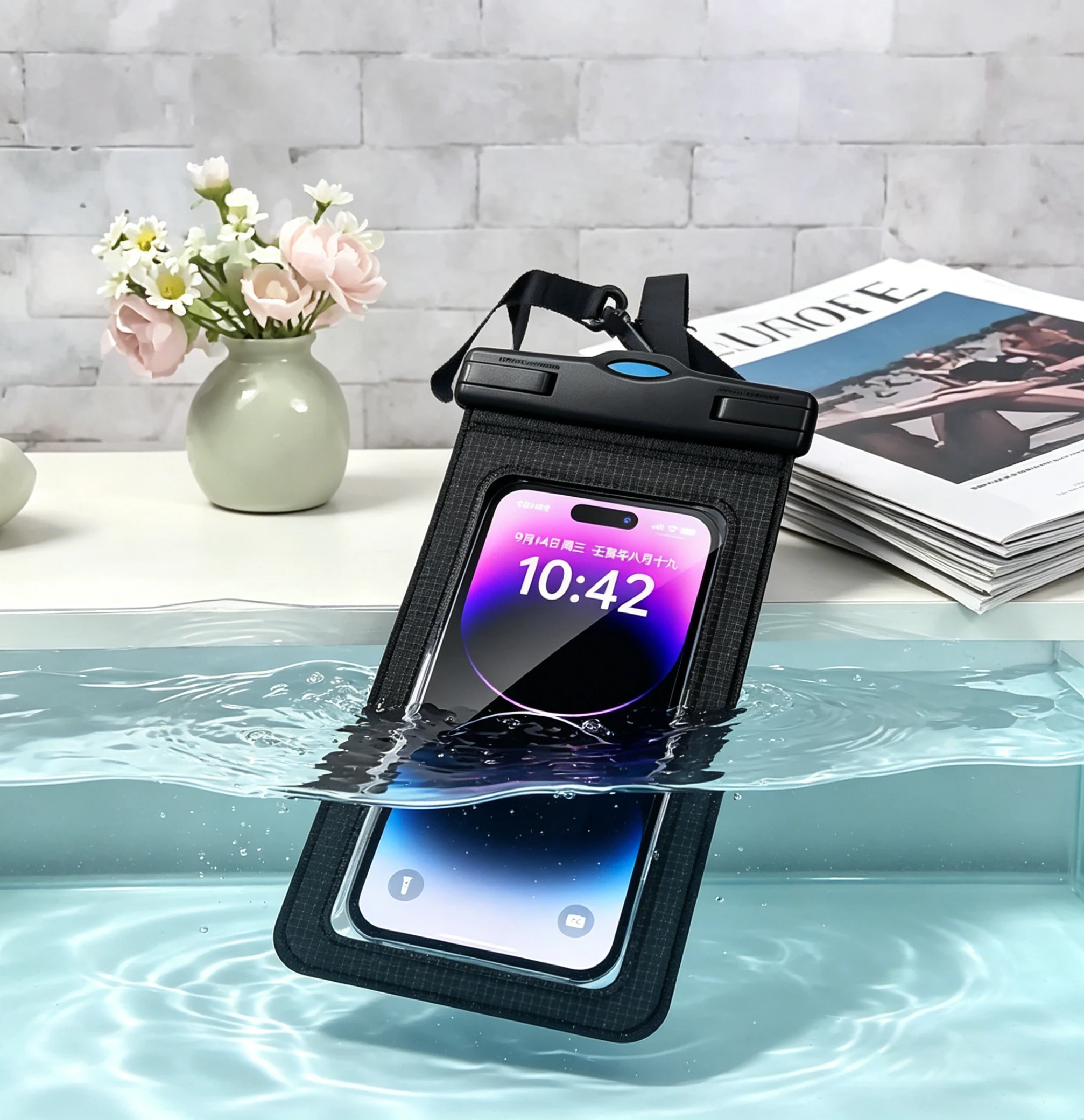 Waterproof Phone Bag Touch Sensitive Clear Pouch Fits All Phones Under 7.2 Inches
