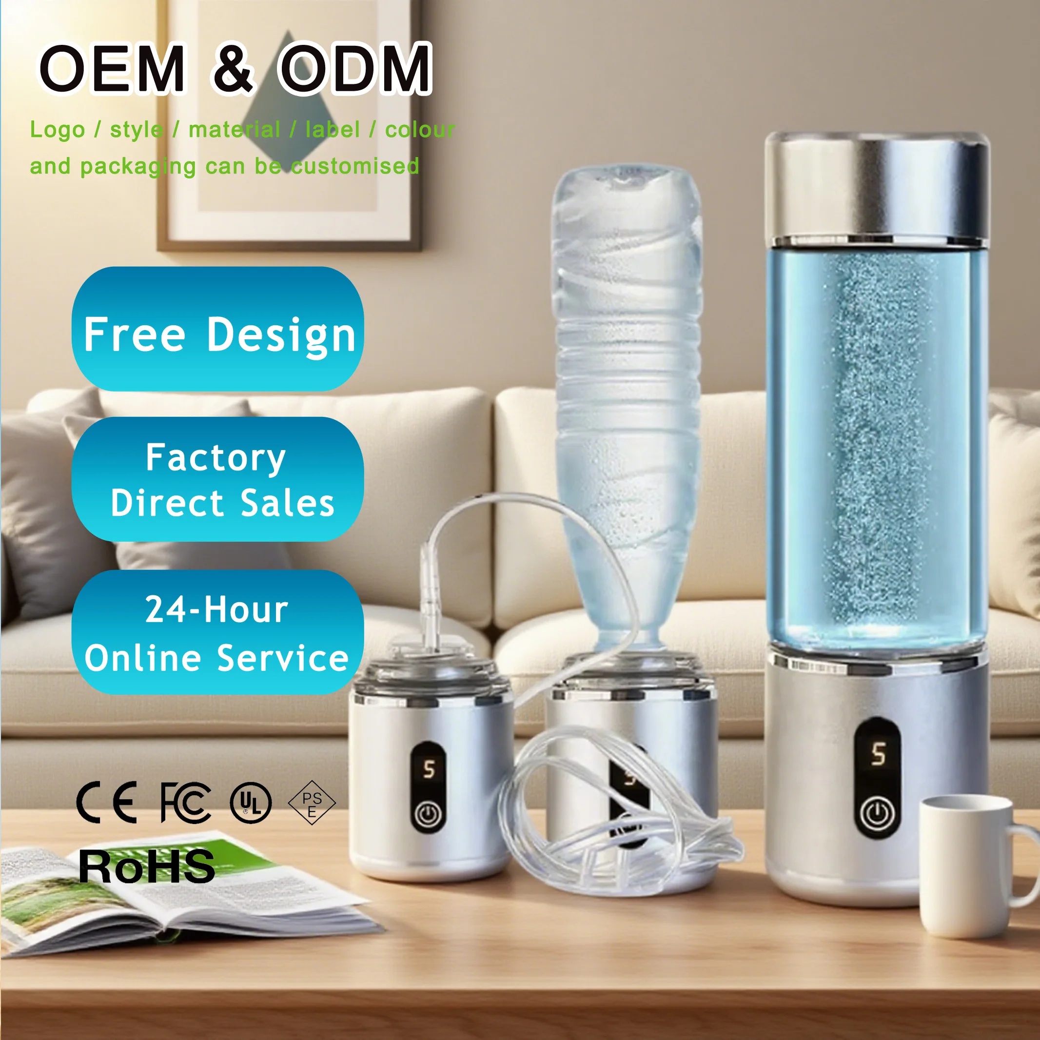 Small Japanese Ion Membrane Hydrogen-Rich Water Cup Alkaline Weak Molecule H2 Water Cup  Hydrogen Generator for Health