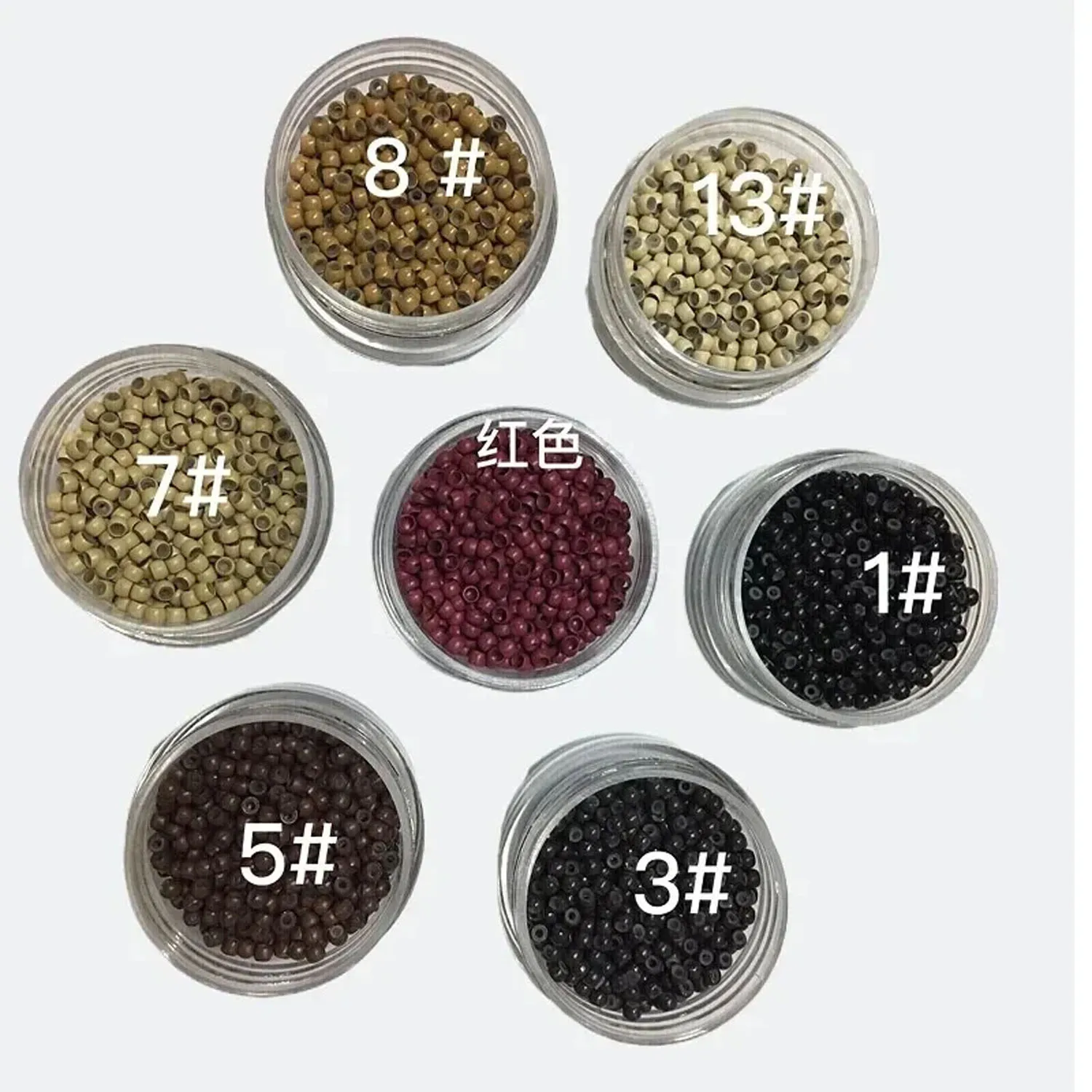 500개 가장 작은 나노 실리콘 링 나노 실리콘 링크 나노 헤어 익스텐션용 마이크로 실리콘 링 8가지 색상 옵션