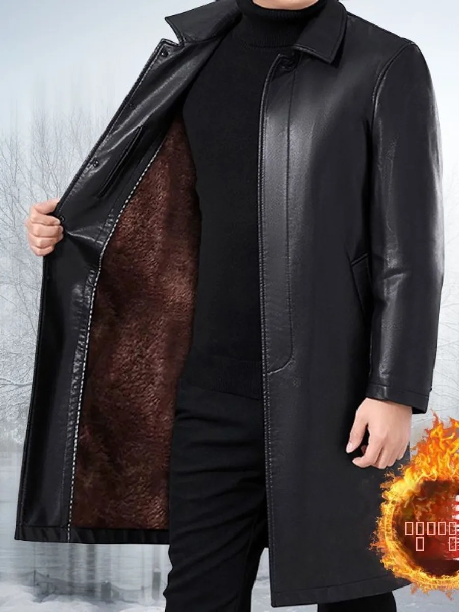 معطف رجالي من الجلد مبطن Fce بقصة ضيقة كاجوال دافئ للخريف والشتاء معطف دراجة نارية الطيران Sle النسخة الكورية Cleanfit