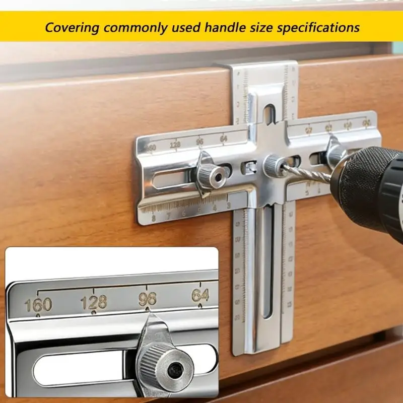 

Stainless Steel Handle Hole Locator For Precise Drilling On Cabinet Door And Drawers With Adjustable Ranging 15 to 150Mm M4YD