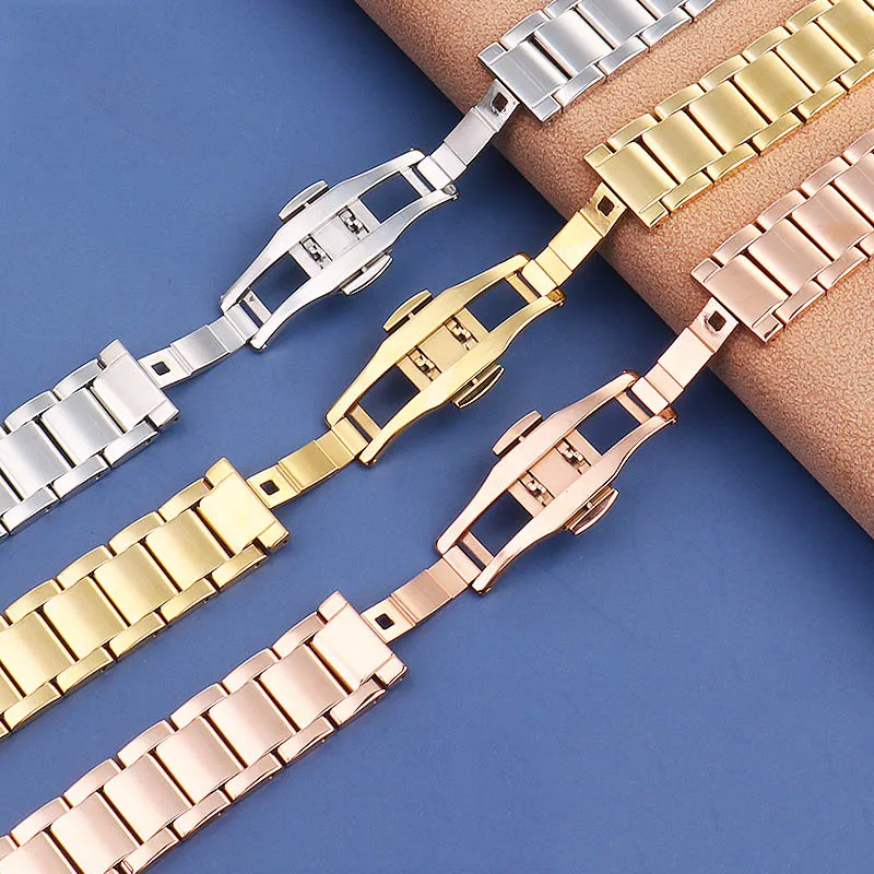 Lady Notch Stainless steel WatchBand for Cartier PASHA Folli Follie Michael Kors Watch Strap women wristband Bracelet 16 18 20m