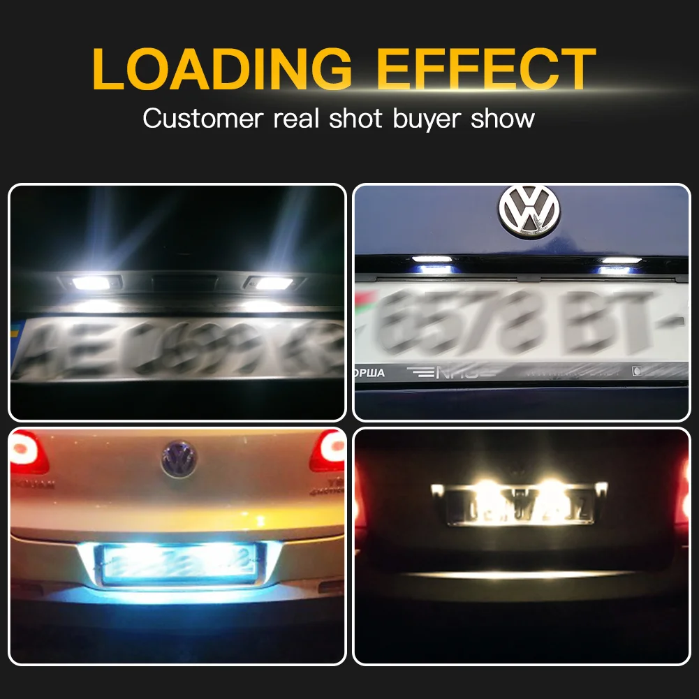 12V Canbus For VW LED License Number Plate Light White Lamp Tiguan 07-11 Touareg Mk1 02-10 Passat B5.5 Golf 4/5 Wagon Error Free view 6