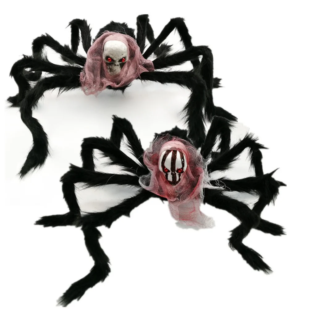 

Halloween Ghost Face Spider Outdoor Decorations Hairy,Scary Giant Spider Fake Large Props for Halloween Yard Party Decor