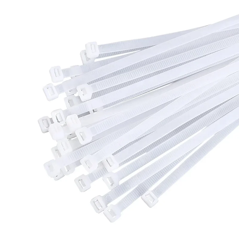 500/1000PCS 3*100 3*150 4*200 Self-locking Plastic Nylon Tie White Cable Tie Fastening Ring Zip Wraps Strap Nylon Cable Tie Set