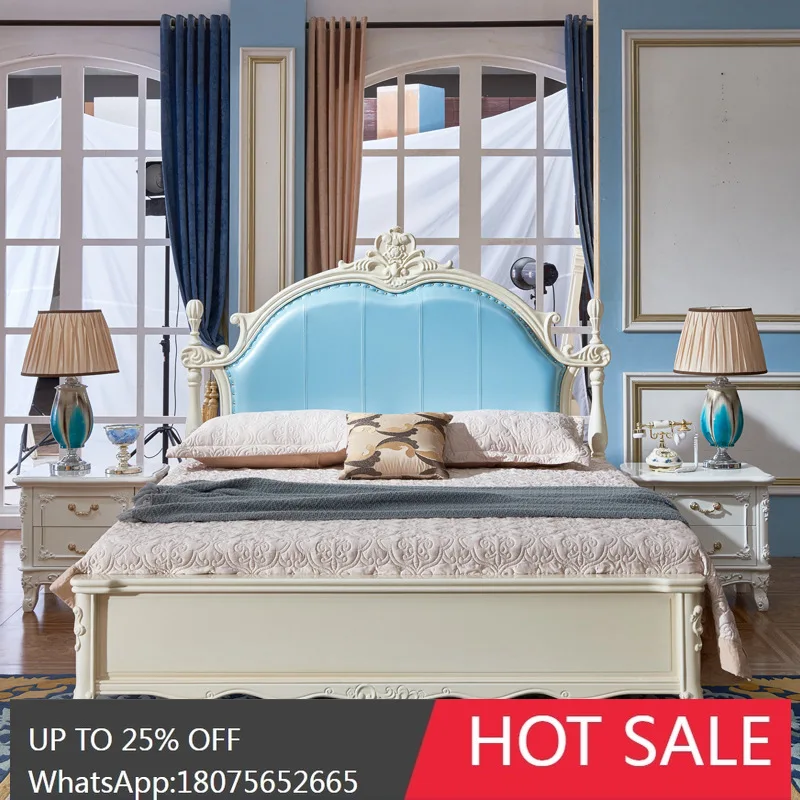 

MJY European Style Solid Wood White French Double Bed Pastoral Simple European Style Large Bed