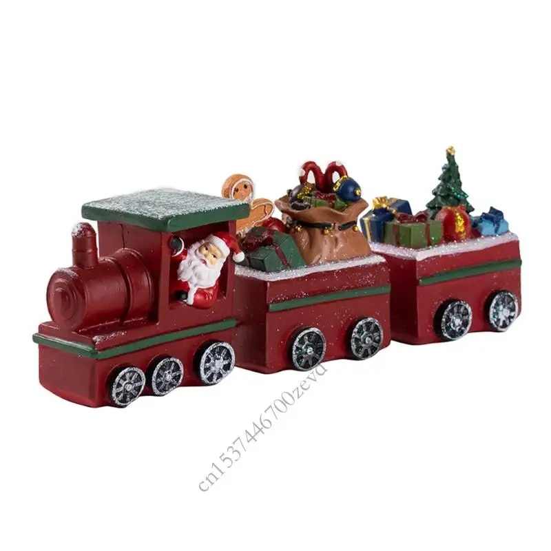 راتنج عيد الميلاد قطار زخرفة سانتا شخصية هدايا الشتاء ميزات مصنوعة يدويًا على رف المكتب المنزلي زخرفة P9YB #1