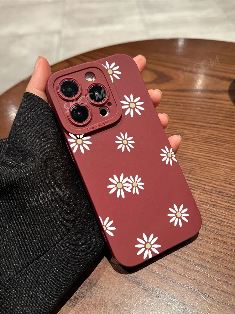 جراب هاتف بابونج عادي ، غطاء مصد سيليكون لين ، لون الحلوى ، آيفون 11 ، 12 ، 13 ، 14 ، 15 برو ماكس ، ميني ، XS ، X ، XR ، 7 ، 8 بلس