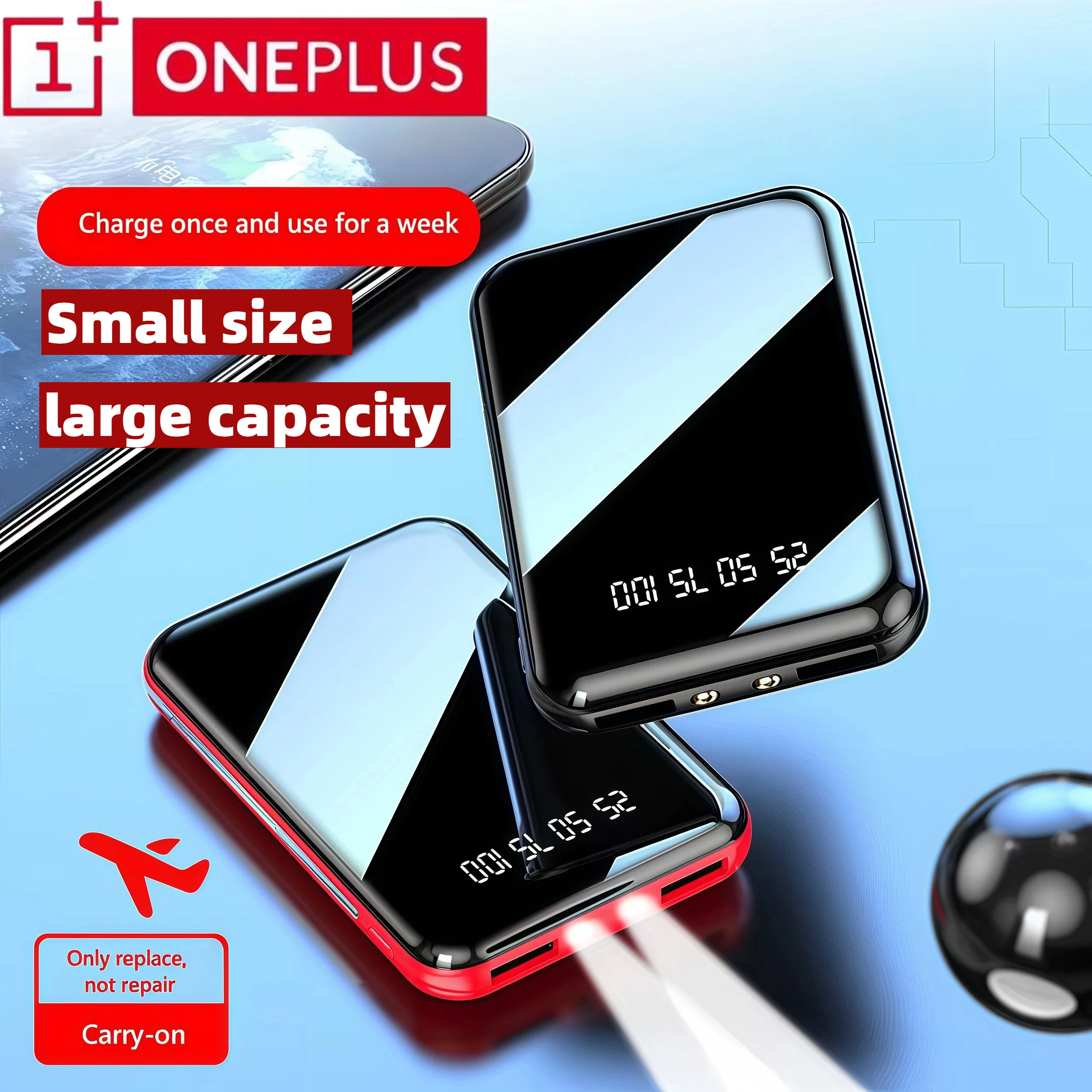 

XIAOMI 50000 мАч Mini Power Bank Портативное зарядное устройство Зеркальный экран Светодиодный цифровой для iPhone Xiaomi Huawei Samsung Внешняя батарея