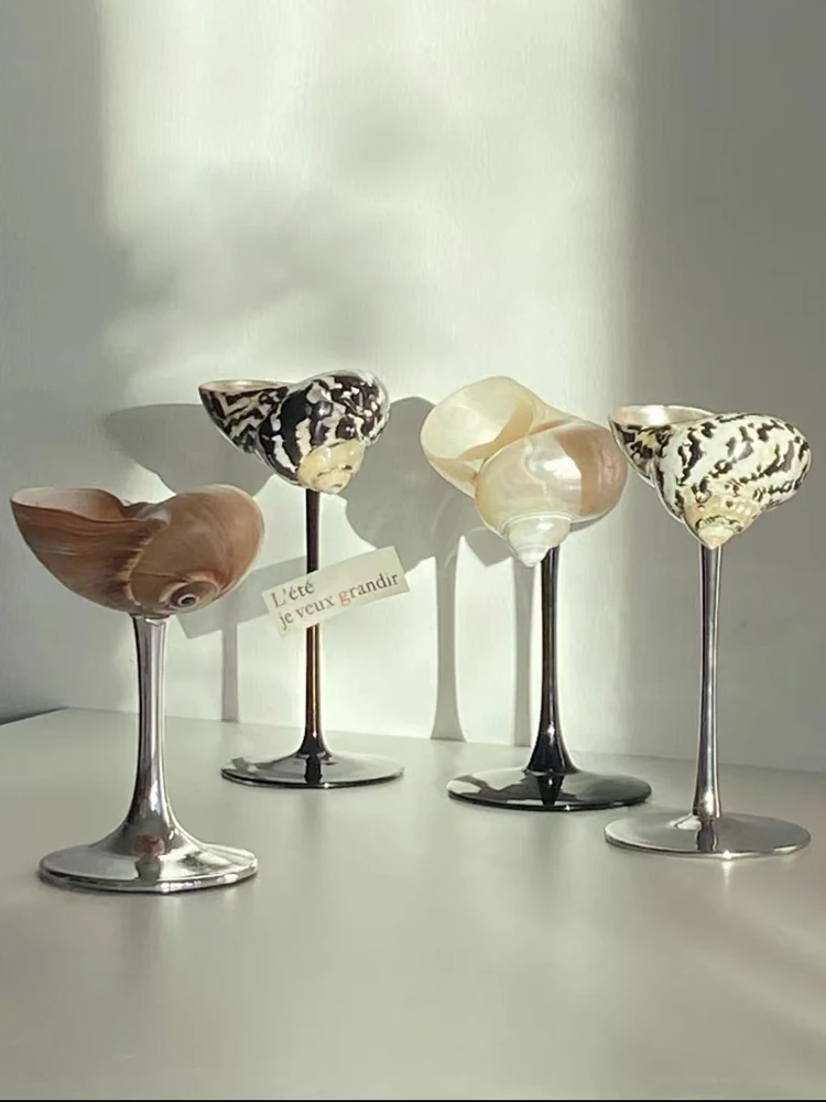 レトロ侘び寂びスタイルリゾートスタイルシェルシャンパングラス--ライトラグジュアリードリンクセット--海岸のキッチン装飾--ビーチウェディングギフト