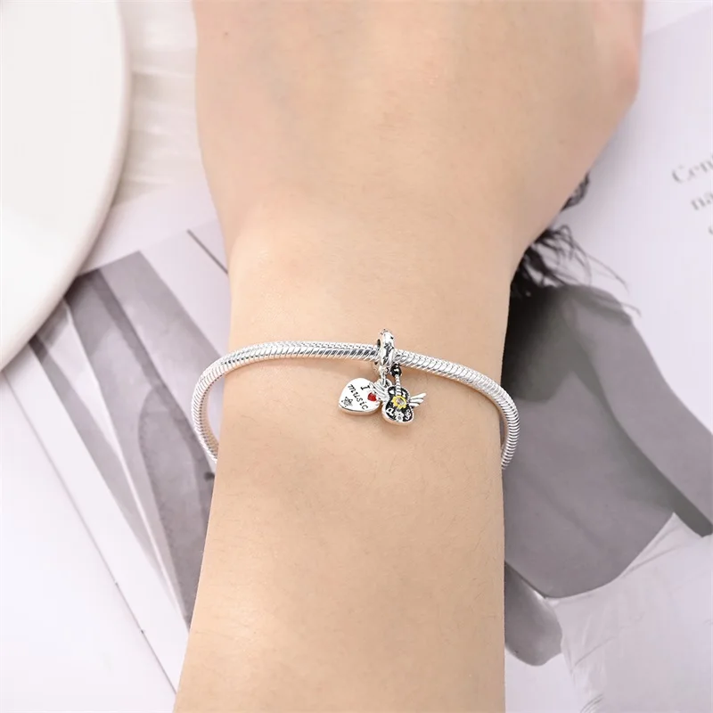 925 Sterling Silver Punk Guitar Charms Pendant Fit Original Bracelet DIY Women Birthday Jewelry Gift