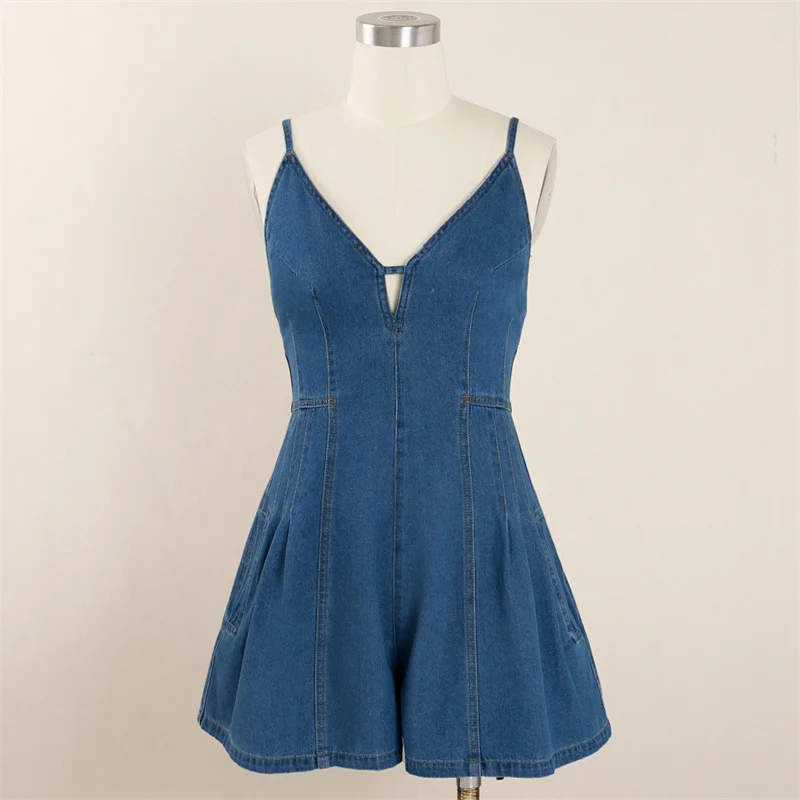 

женский летний комбинезон, новые женские шорты из чистого хлопка в стиле ретро на 2025 года, сексуальное боди с открытыми плечами и v-образным вырезом, женские джинсовые шорты y2k