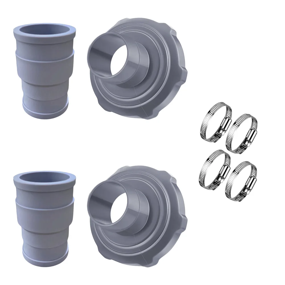 For Intex Pool Vacuum Hose Adapter Kit with 2 PVC Connection Tubes 2 Adapters and 4 Clamps for Pool Maintenance