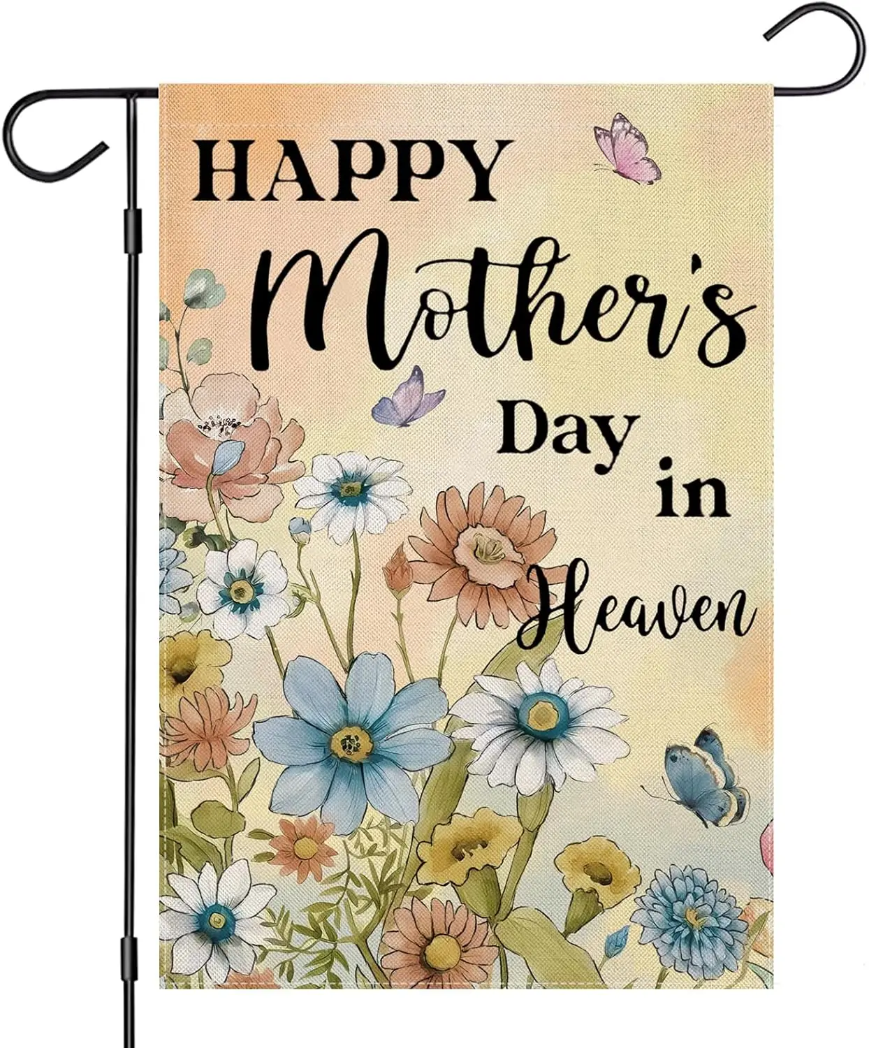 Happy Mother's Day in Heaven Garden Flags for Outside, Memorial Flowers Grave Yard Decoration, Small Gift for Mom Grandm jjp